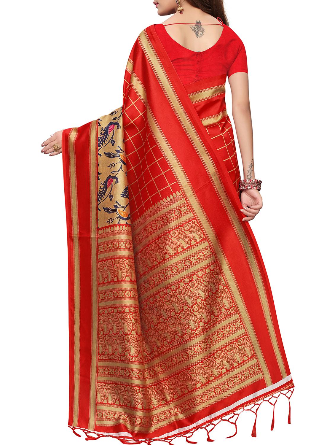 printed art silk saree with blouse - 15829583 - Zoom Image - 2