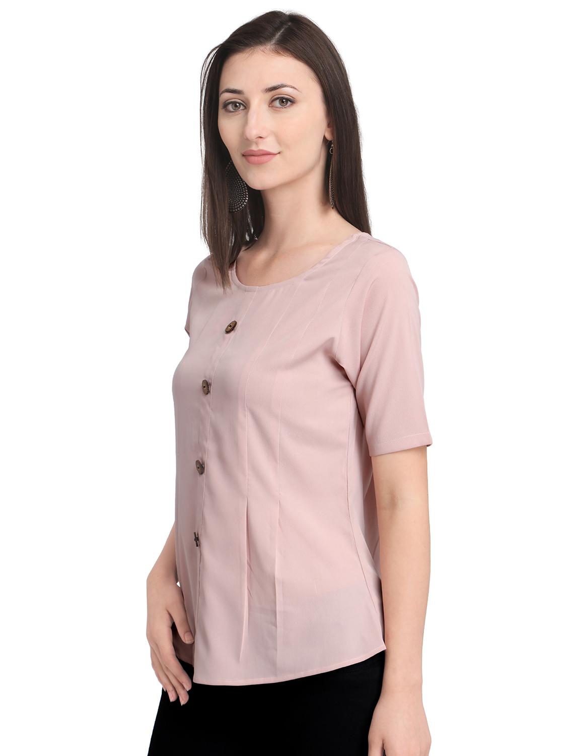pleated front button detail top - 15830234 - Zoom Image - 2