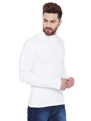 solid white turtle neck t-shirt - 15831014 - Standard Image - 2