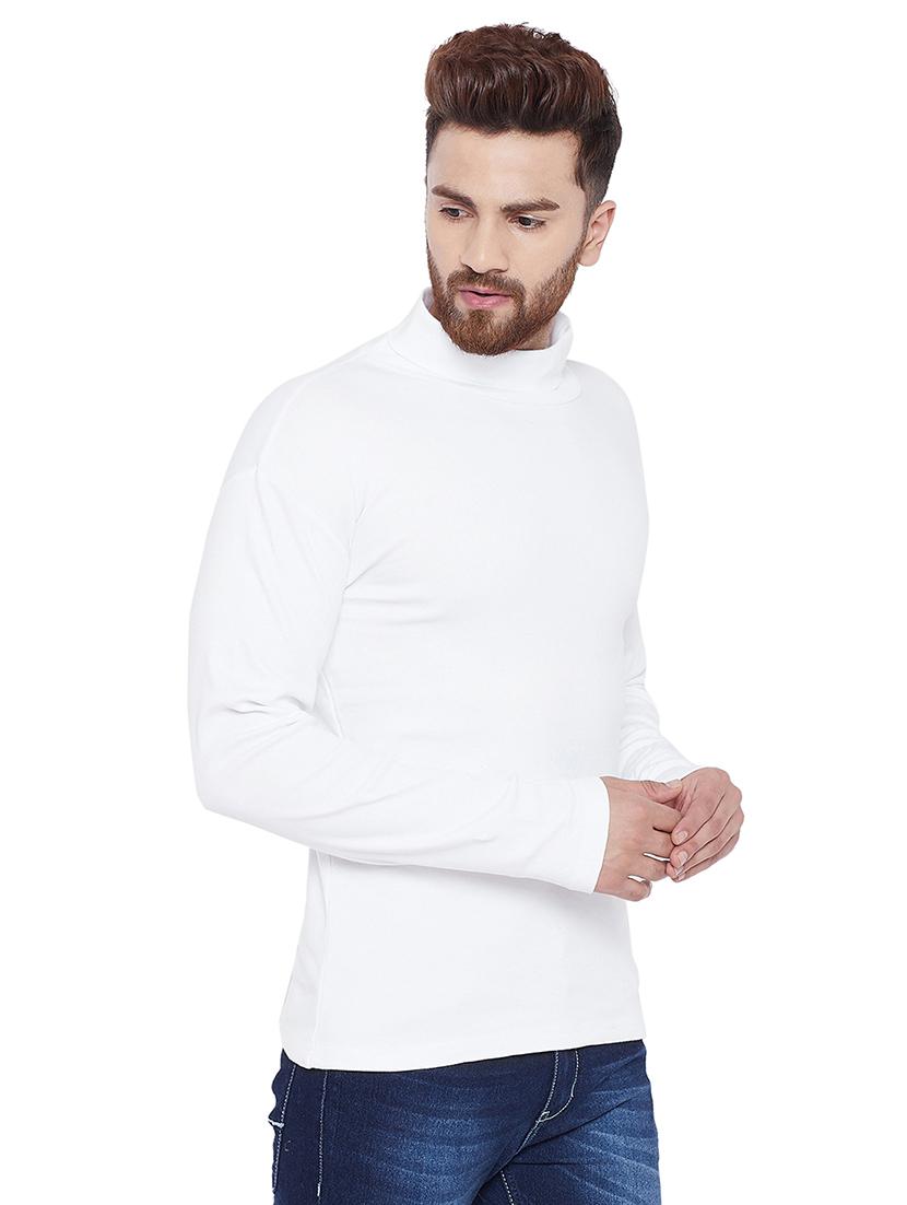 solid white turtle neck t-shirt - 15831014 - Zoom Image - 2
