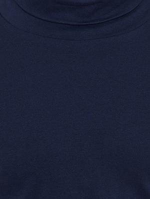 solid navy blue turtle neck t-shirt - 15831016 - Standard Image - 5