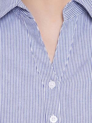 curved hem pinstriped shirt - 15831803 - Standard Image - 5