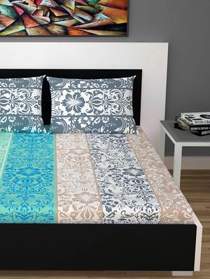 100% cotton double bedsheet with 2 pillow covers - 15834538 - Standard Image - 2