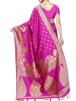 floral jacquard saree with blouse - 15834676 - Standard Image - 2