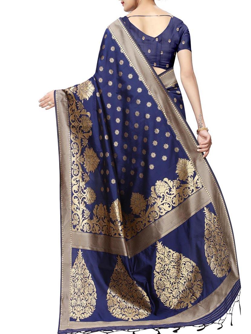floral jacquard saree with blouse - 15834677 - Zoom Image - 2