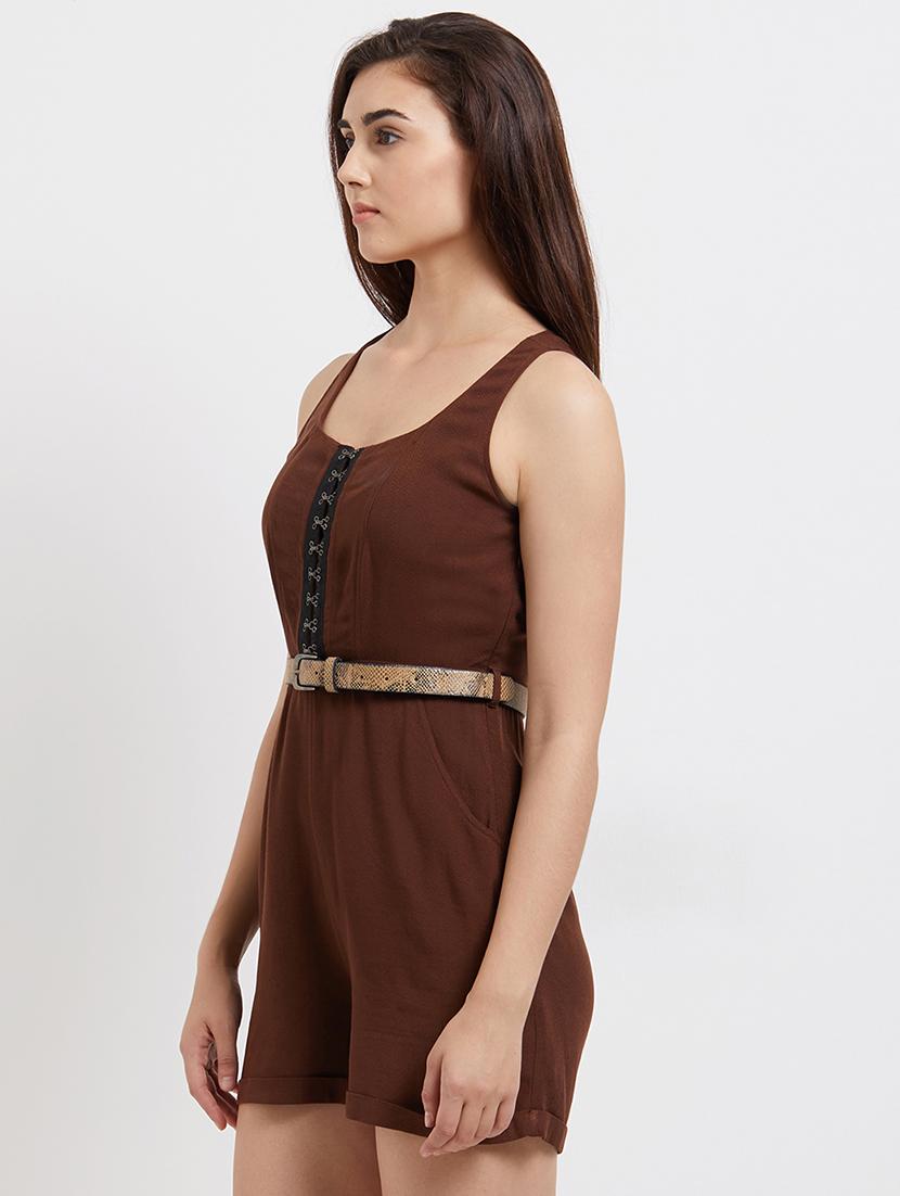 contrast tape belted romper - 15835247 - Zoom Image - 2