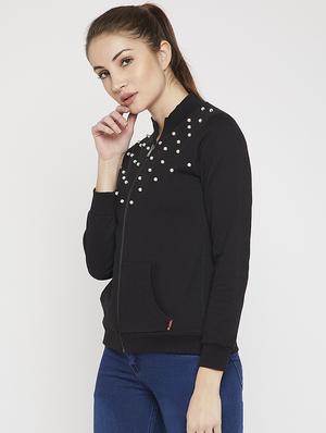 pearl embellished zip-up sweatshirt - 15835344 - Standard Image - 2