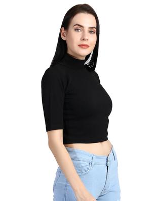 mock neck crop top - 15835438 - Standard Image - 2