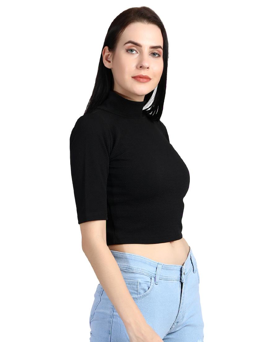 mock neck crop top - 15835438 - Zoom Image - 2