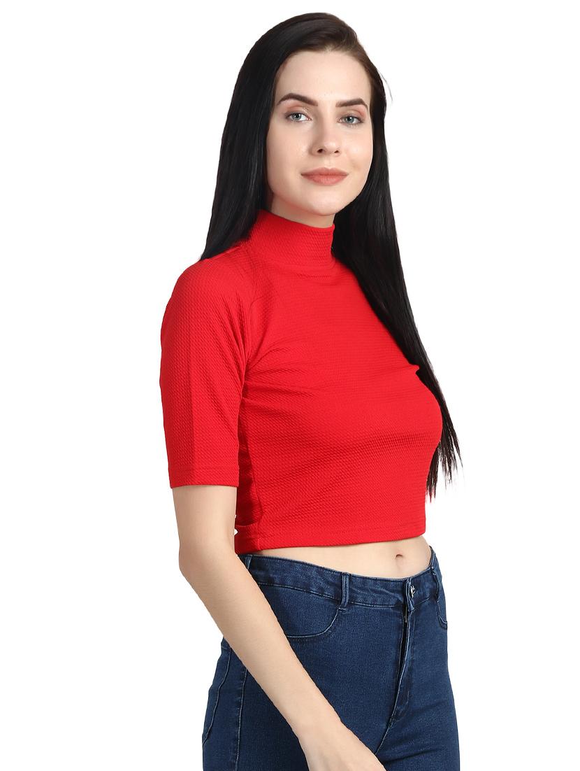 mock neck crop top - 15835439 - Zoom Image - 2