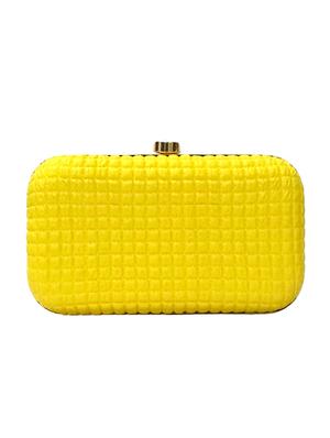 yellow leatherette (pu) box clutch - 15836285 - Standard Image - 2