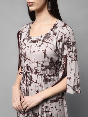 beige viscose flared kurta - 15836293 - Standard Image - 5