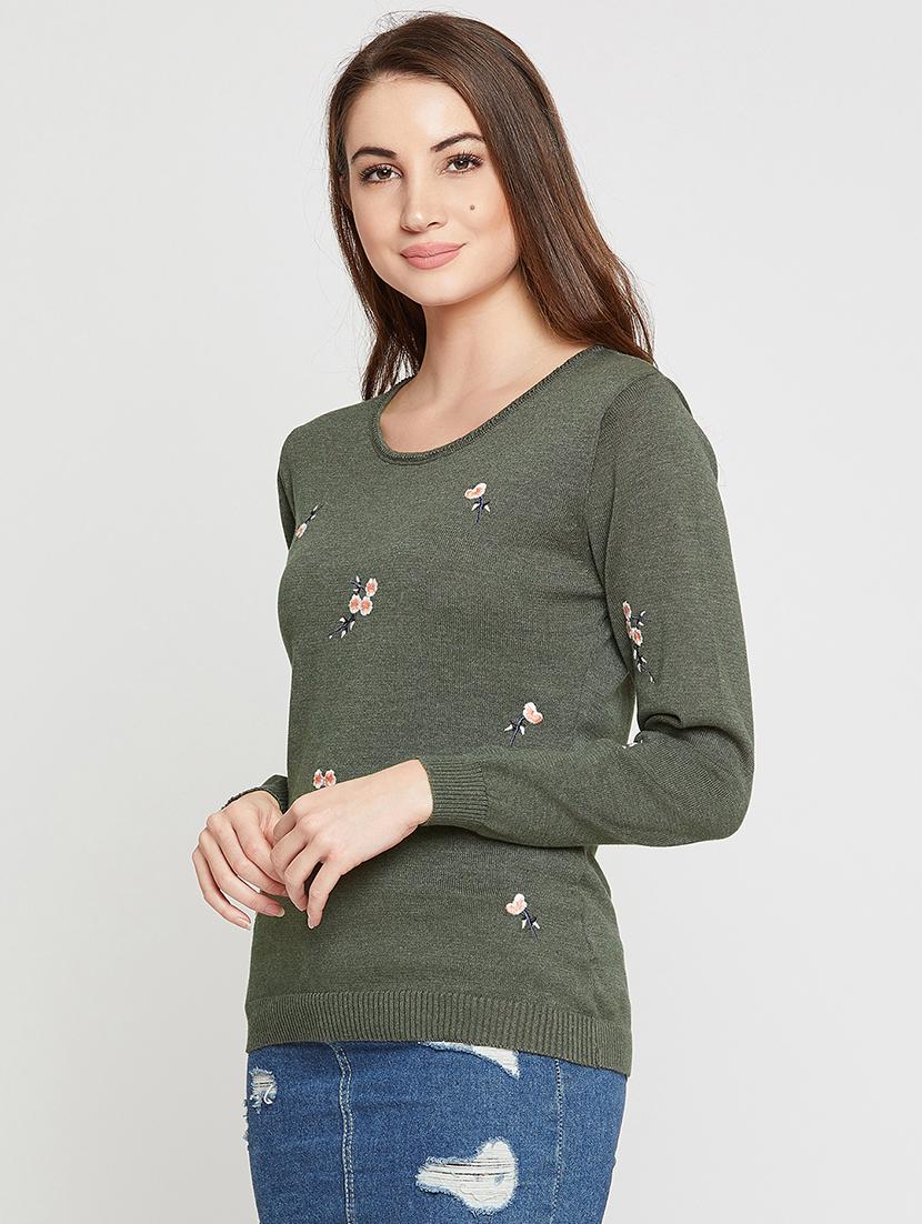 cutout back floral embroidered pullover - 15837478 - Zoom Image - 2