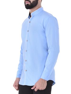 light blue cotton casual shirt - 15838449 - Standard Image - 2
