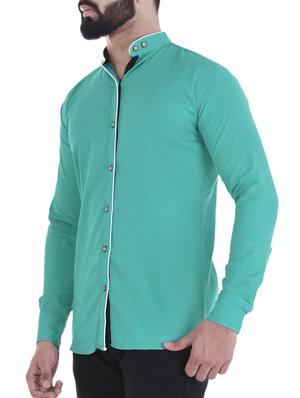 green cotton casual shirt - 15838450 - Standard Image - 2