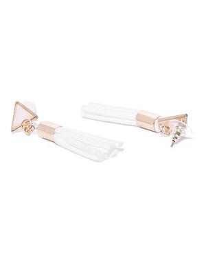 white gold plated drop earring - 15839106 - Standard Image - 2