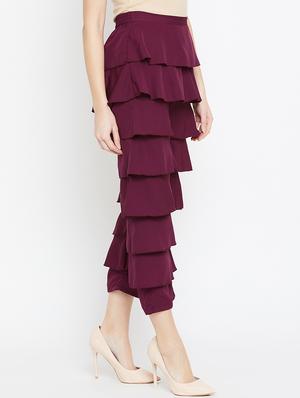 berry purple layered ruffle trouser - 15839390 - Standard Image - 2