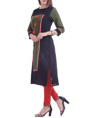 color block straight kurta with tassels - 15839788 - Standard Image - 2