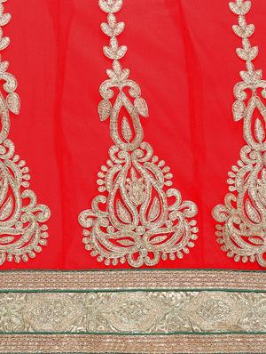 embroidered red flared lehenga - 15839993 - Standard Image - 5