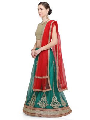 embroidered green flared lehenga - 15839994 - Standard Image - 2