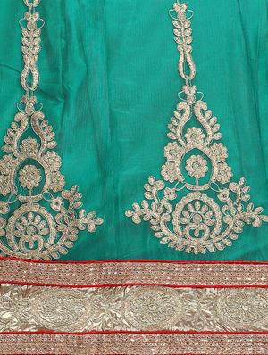 embroidered green flared lehenga - 15839994 - Standard Image - 5