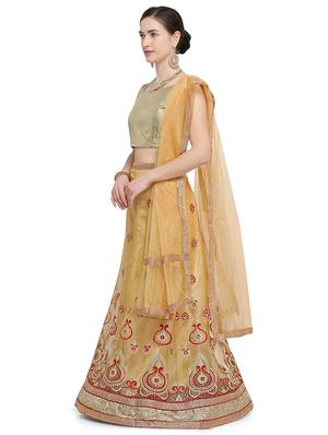 embroidered yellow flared lehenga - 15839996 - Standard Image - 2
