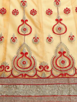 embroidered yellow flared lehenga - 15839996 - Standard Image - 5