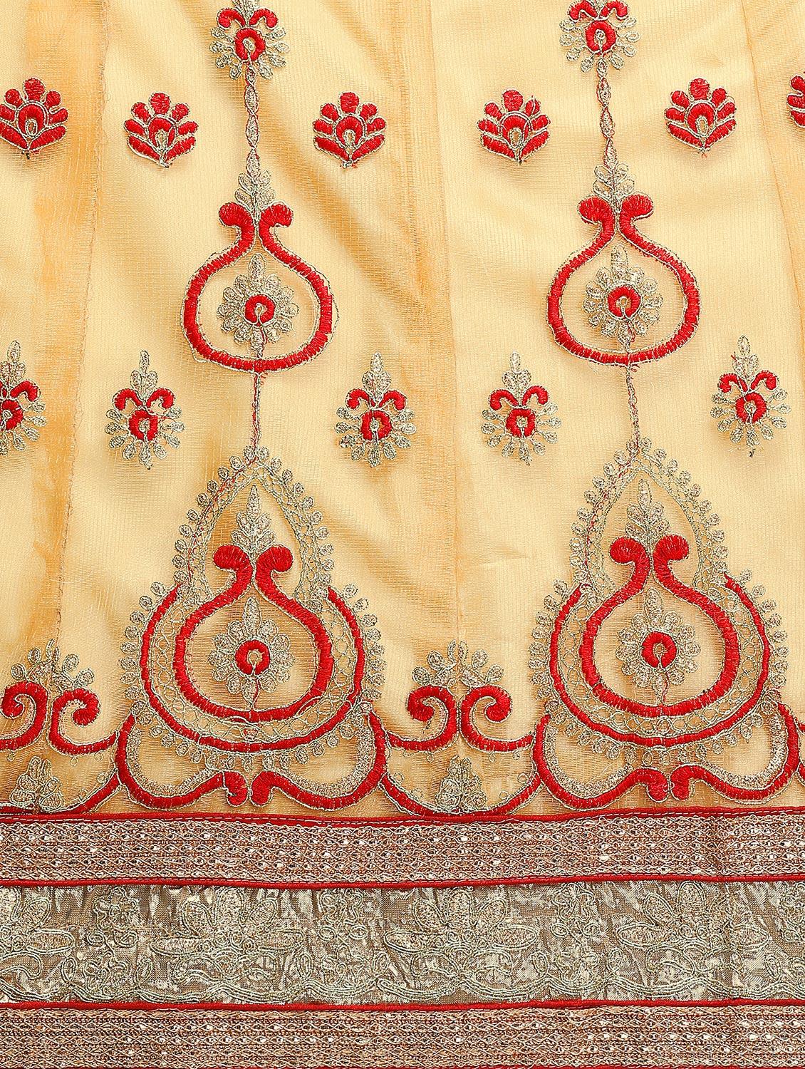 embroidered yellow flared lehenga - 15839996 - Zoom Image - 5