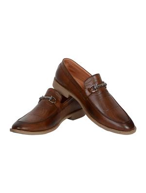 brown leatherette formal slip ons - 15840259 - Standard Image - 2
