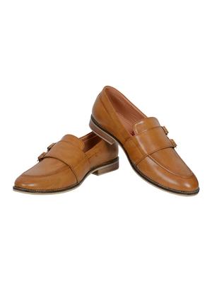 tan leatherette slip on monk straps - 15840262 - Standard Image - 2
