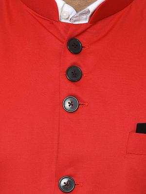 red mandarin neck nehru jacket - 15840484 - Standard Image - 5