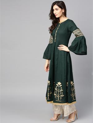 floral printed flared kurta - 15840641 - Standard Image - 2