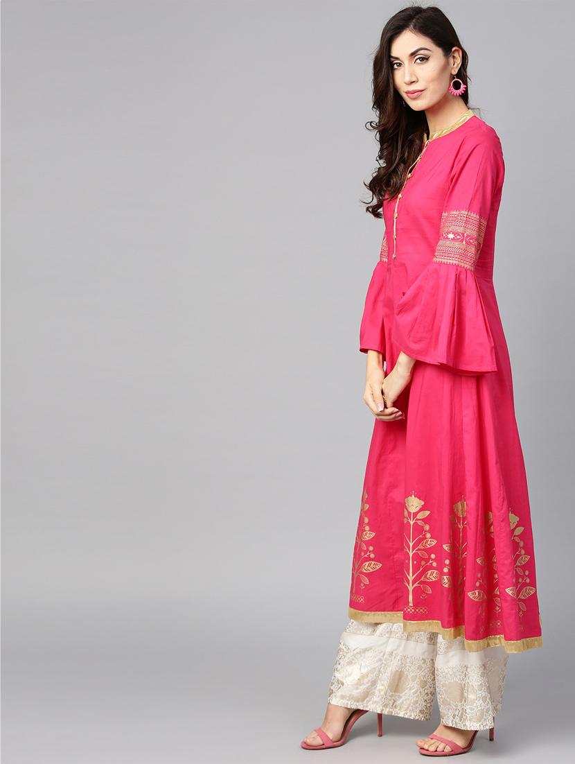 floral printed flared kurta - 15840642 - Zoom Image - 2