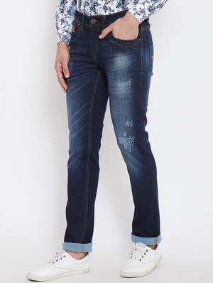 blue light washed ripped denim jeans - 15840828 - Standard Image - 2