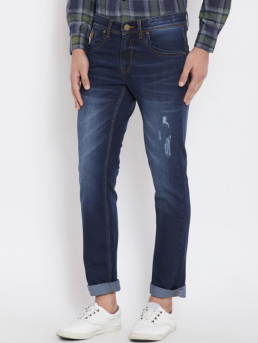 navy blue light washed ripped denim jeans - 15840830 - Zoom Image - 2