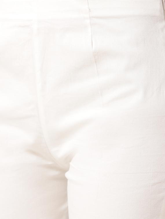 White solid flat front trousers - 15842393 - Zoom Image - 5