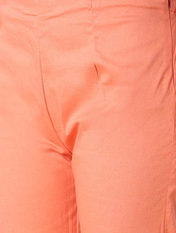 peach solid flat front trousers - 15842395 - Zoom Image - 5