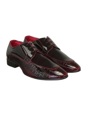 maroon synthetic & mesh laceup oxfords - 15842405 - Standard Image - 2