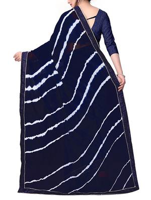lace border leheriya saree with blouse - 15843056 - Standard Image - 2