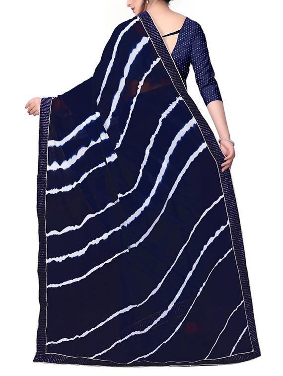 lace border leheriya saree with blouse - 15843056 - Zoom Image - 2