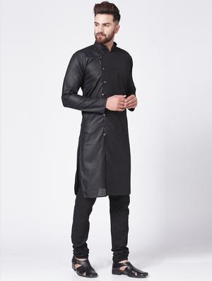 black cotton kurta pyjama set - 15843069 - Standard Image - 2
