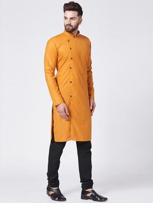 yellow cotton kurta pyjama set - 15843073 - Standard Image - 2