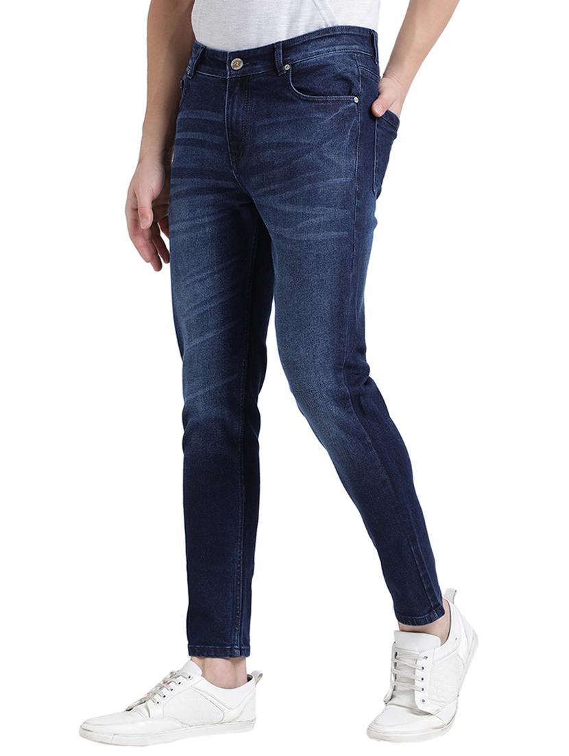 blue cotton blend washed jeans - 15843151 - Zoom Image - 2