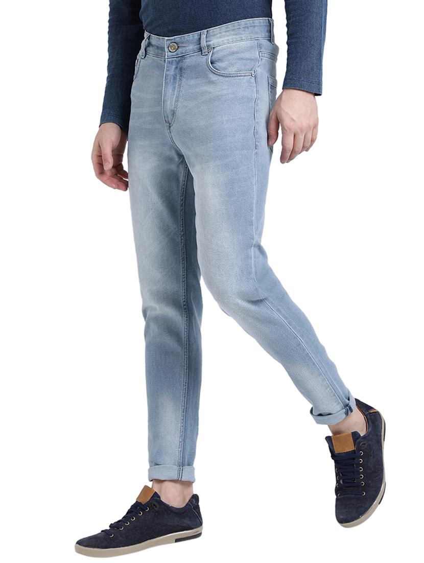 blue cotton blend washed jeans - 15843157 - Zoom Image - 2