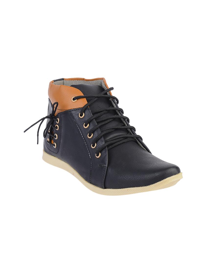 black leatherette low ankle boots - 15843940 - Zoom Image - 2