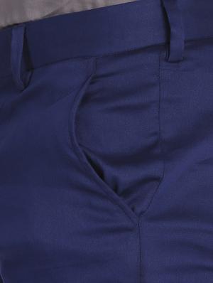 navy blue cotton flat front casual trousers - 15845308 - Standard Image - 5