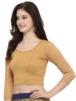 net sleeved solid blouse - 15846891 - Standard Image - 2