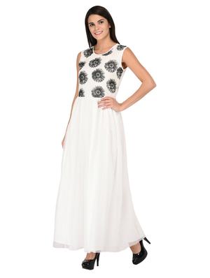 sheer yoke floral maxi dress - 15847997 - Standard Image - 2