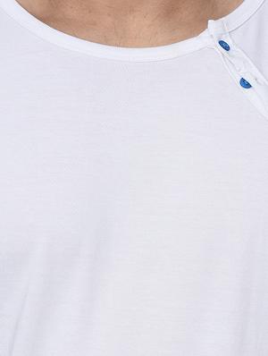 solid white henley neck t-shirt - 15848266 - Standard Image - 5