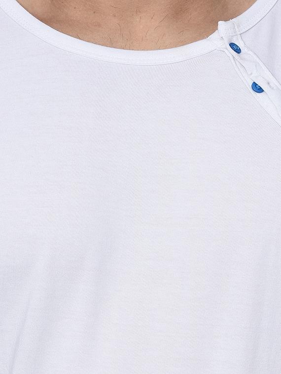 solid white henley neck t-shirt - 15848266 - Zoom Image - 5